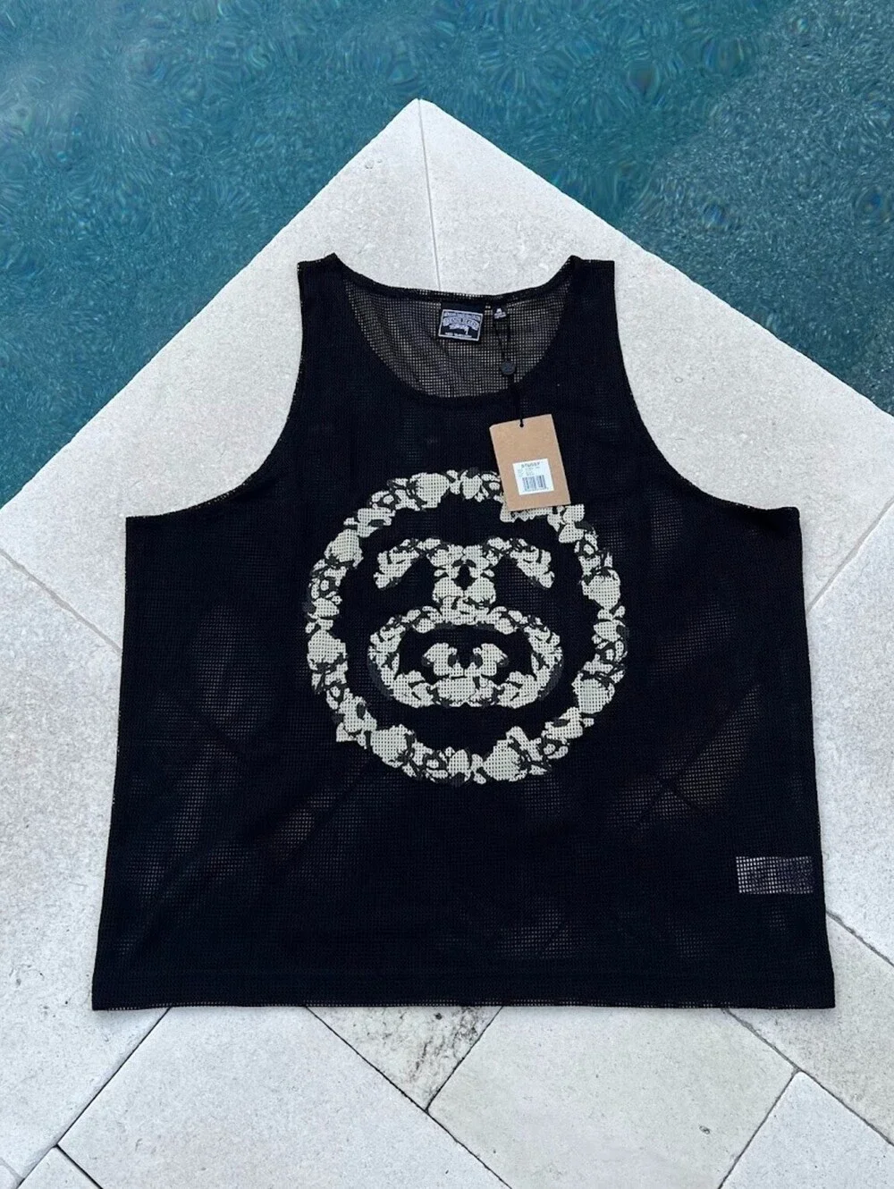STUSSY X Denim Tears Double Wreath Gym Tank Men's Size M Black NWT